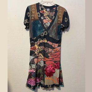 Desigual Japanese Theme Floral Print Dress, Sz SM/Med